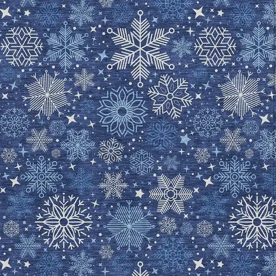 Navy Blue Ivory And Sky Blue Medallion Washable Indoor Outdoor Area Rug Photo 3