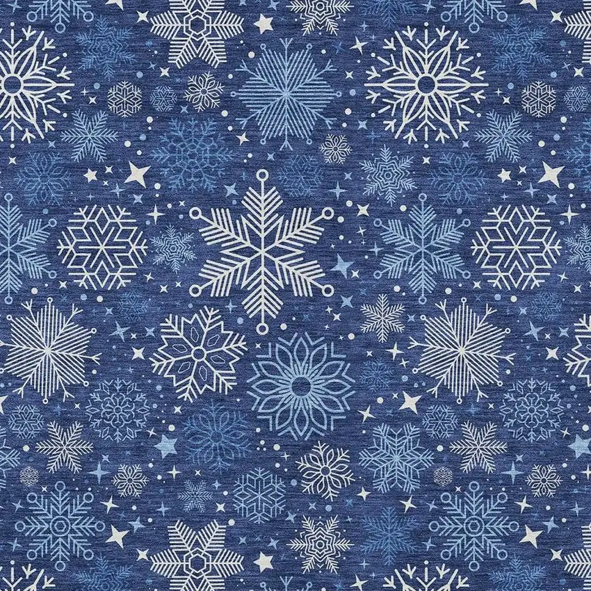 Navy Blue Ivory And Sky Blue Medallion Washable Indoor Outdoor Area Rug Photo 3