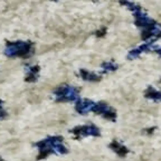 Navy Blue Ivory And Taupe Striped Washable Area Rug With UV Protection Photo 2