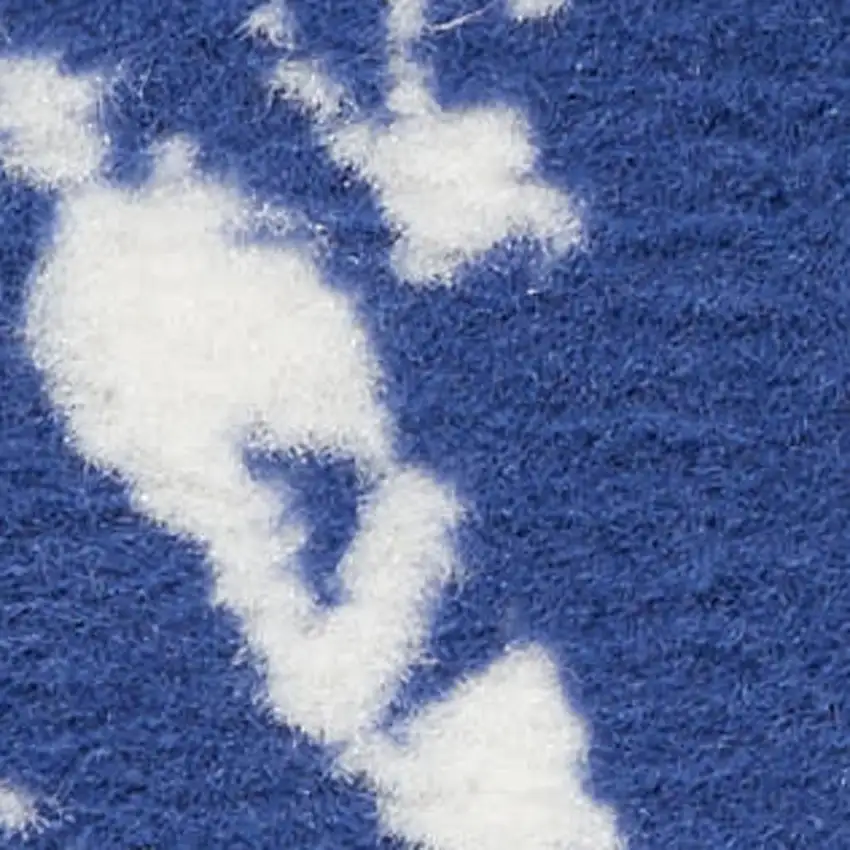 Navy Blue Ivory and Beige Floral Area Rug Photo 4