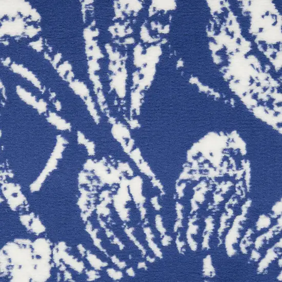 Navy Blue Ivory and Beige Floral Area Rug Photo 2