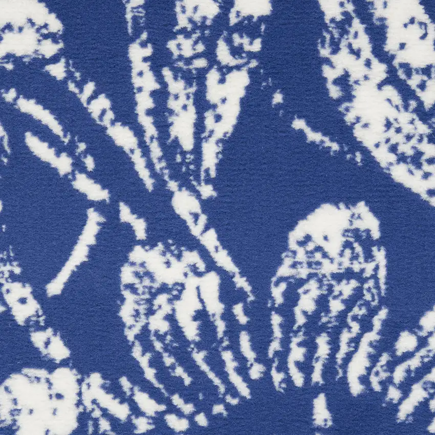 Navy Blue Ivory and Beige Floral Area Rug Photo 2