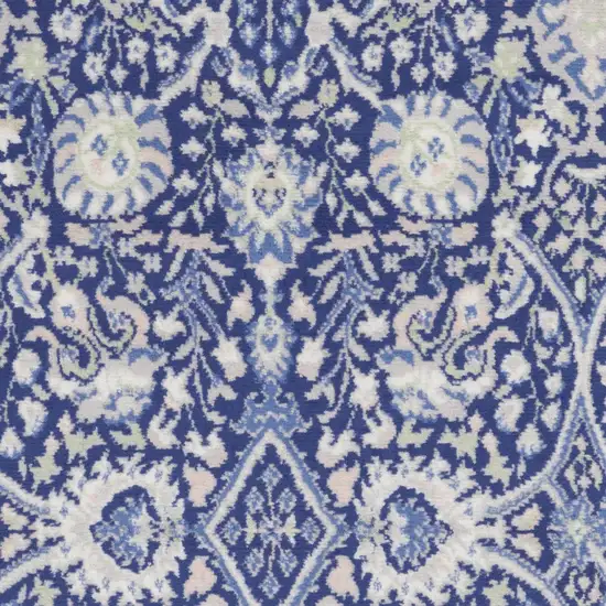 Navy Blue Ivory and Beige Floral Area Rug Photo 6