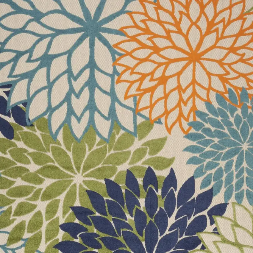 Navy Blue Ivory and Beige Floral Distressed Non Skid Area Rug Photo 1