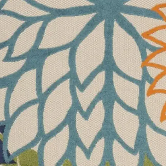 Navy Blue Ivory and Beige Floral Distressed Non Skid Area Rug Photo 3