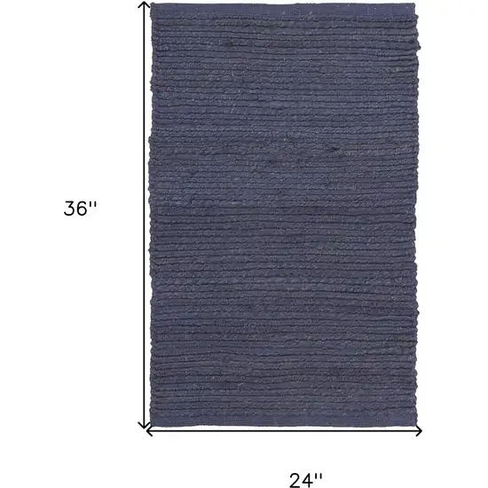 Navy Blue Jute Flatweave Handmade Area Rug Photo 3