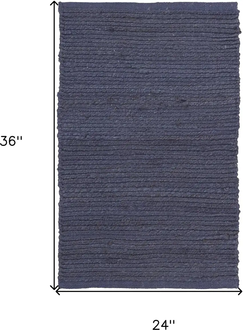 Navy Blue Jute Flatweave Handmade Area Rug Photo 3