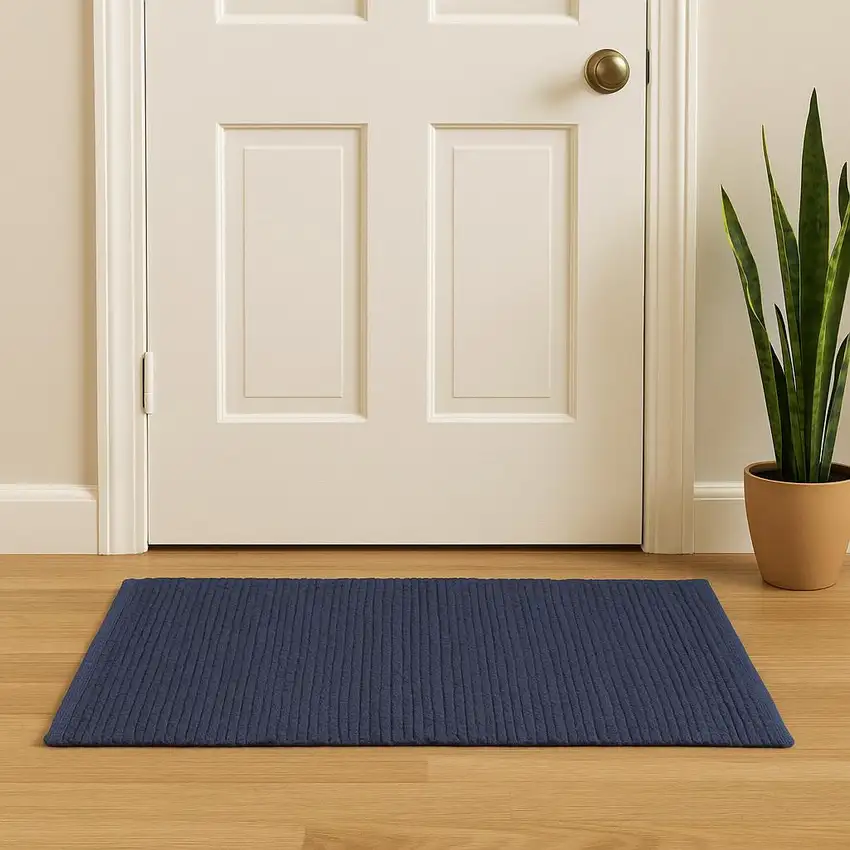 Navy Blue Jute Flatweave Handmade Area Rug Photo 1