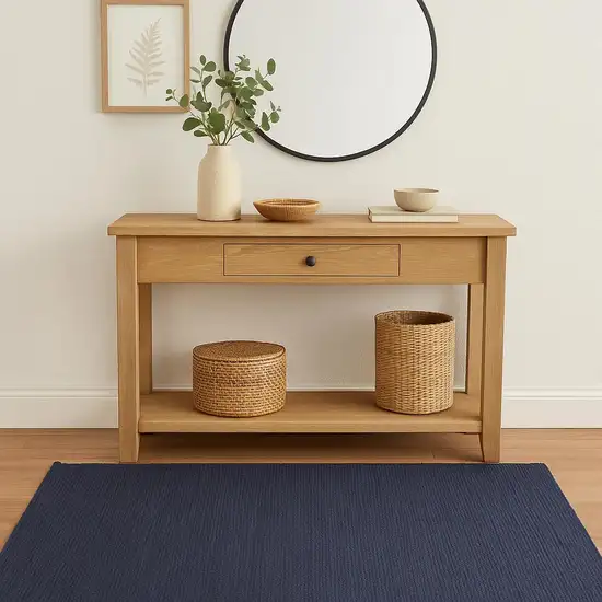 Navy Blue Jute Flatweave Handmade Area Rug Photo 1