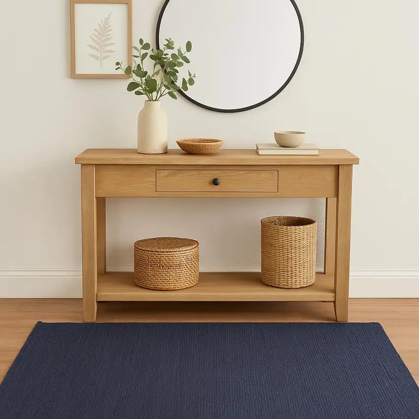 Navy Blue Jute Flatweave Handmade Area Rug Photo 1