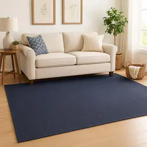 Photo of Navy Blue Jute Flatweave Handmade Area Rug
