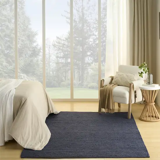 Navy Blue Jute Flatweave Handmade Area Rug Photo 5