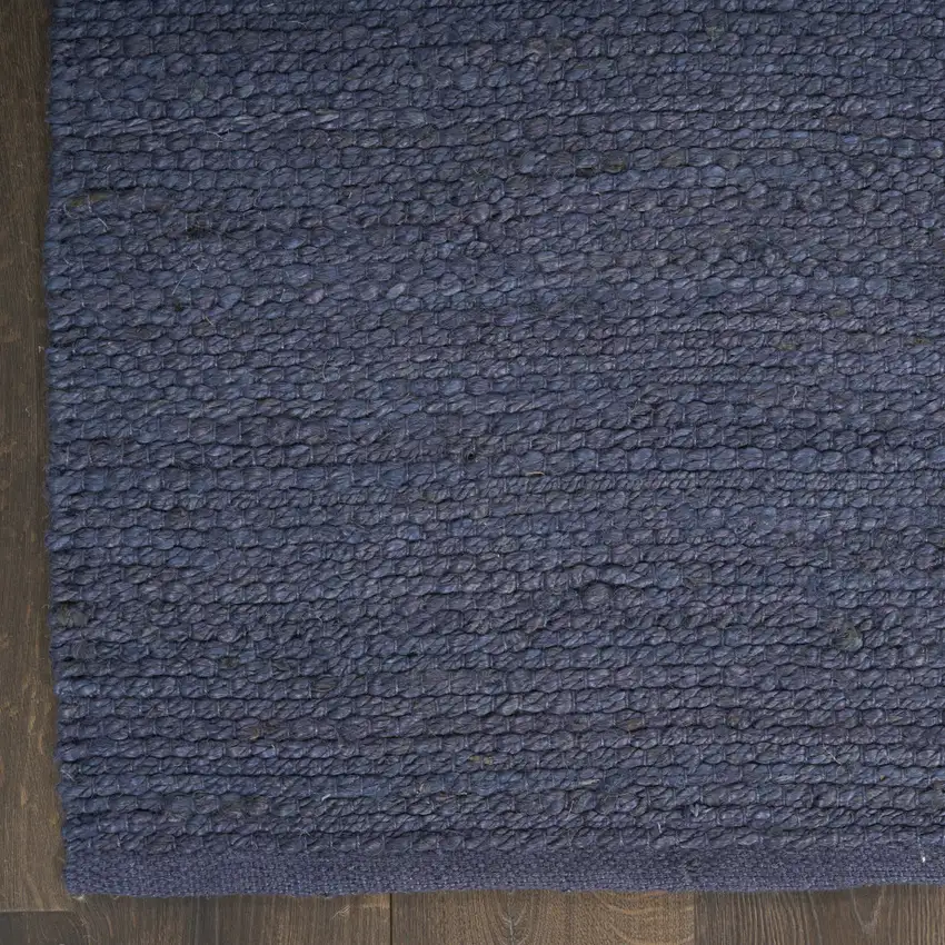 Navy Blue Jute Flatweave Handmade Area Rug Photo 9