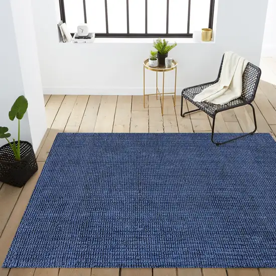 Navy Blue Jute Handmade Area Rug Photo 6