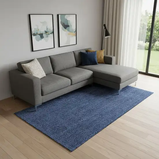 Navy Blue Jute Handmade Area Rug Photo 2