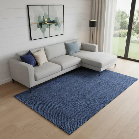 Navy Blue Jute Handmade Area Rug Photo 2