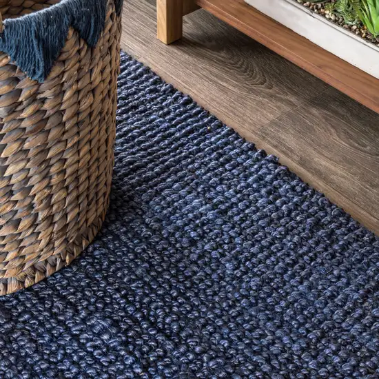 Navy Blue Jute Handmade Area Rug Photo 7