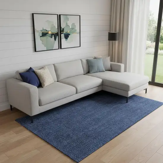 Navy Blue Jute Handmade Area Rug Photo 2