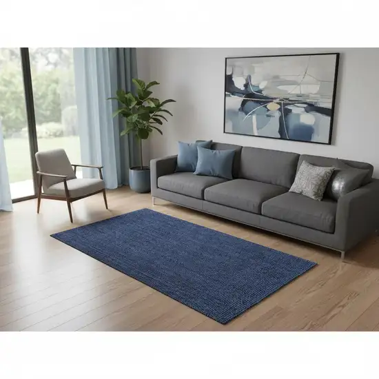 Navy Blue Jute Handmade Area Rug Photo 2