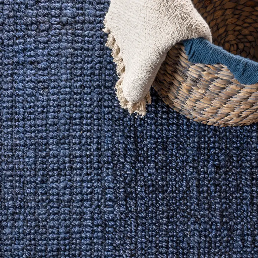 Navy Blue Jute Handmade Area Rug Photo 5
