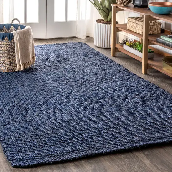Navy Blue Jute Handmade Area Rug Photo 5