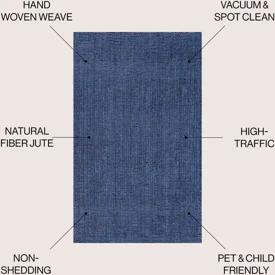 Navy Blue Jute Handmade Area Rug Photo 9