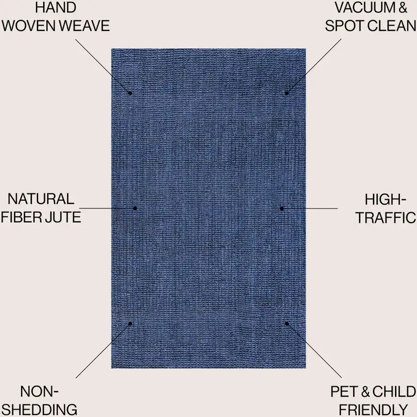 Navy Blue Jute Handmade Area Rug Photo 9