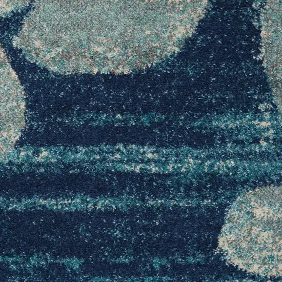 Navy Blue Light Blue and Gray Botanical Leaves Area Rug Photo 3