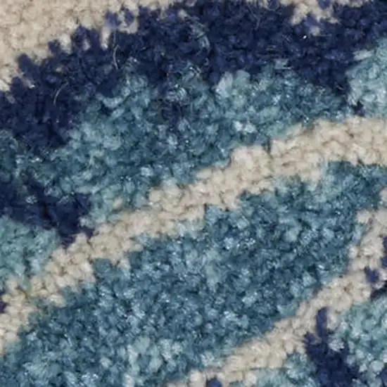 Navy Blue Light Blue and Gray Botanical Leaves Area Rug Photo 1