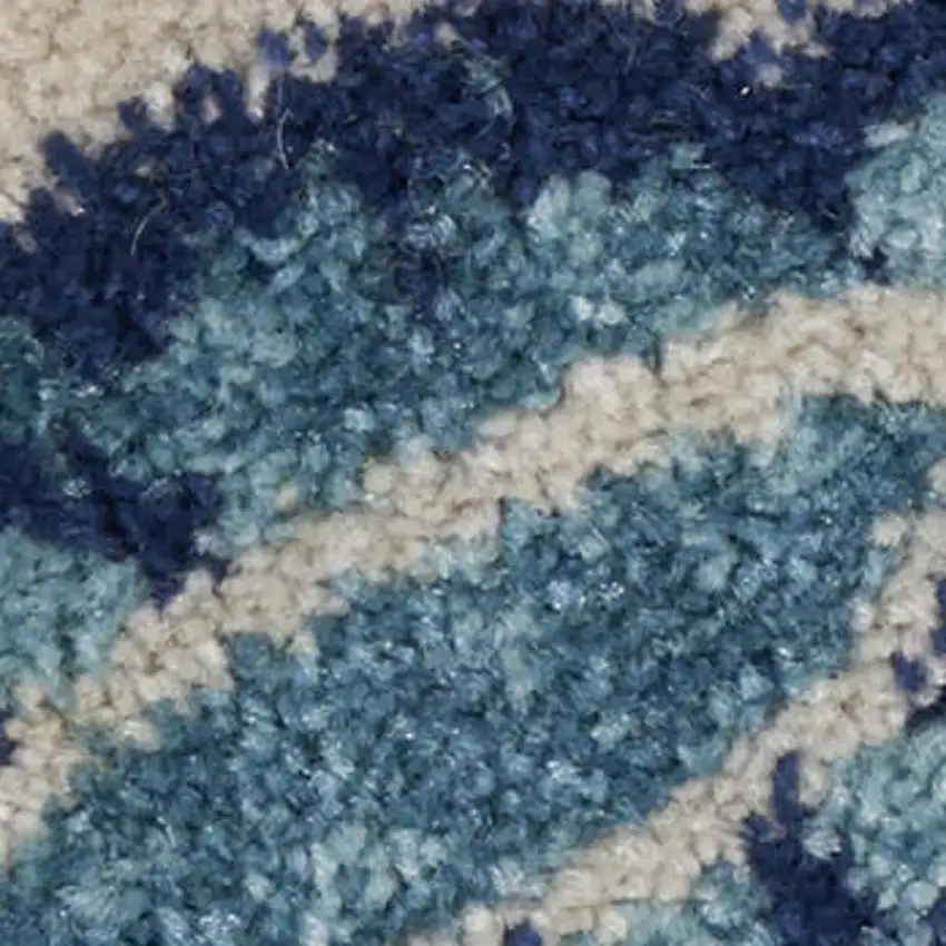 Navy Blue Light Blue and Gray Botanical Leaves Area Rug Photo 1