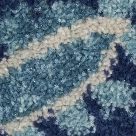 Navy Blue Light Blue and Gray Botanical Leaves Area Rug Photo 3