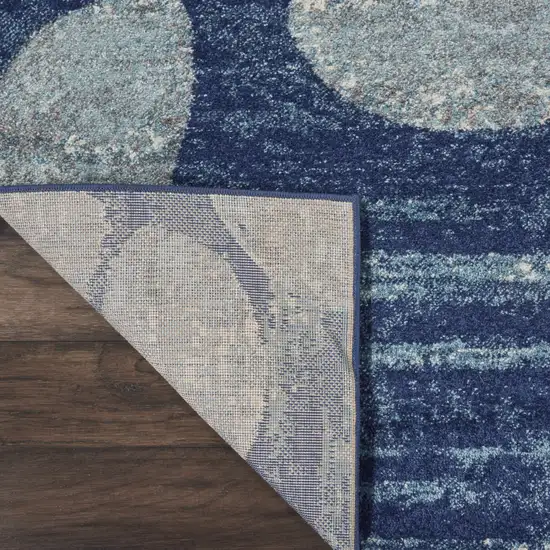 Navy Blue Light Blue and Gray Botanical Leaves Area Rug Photo 6