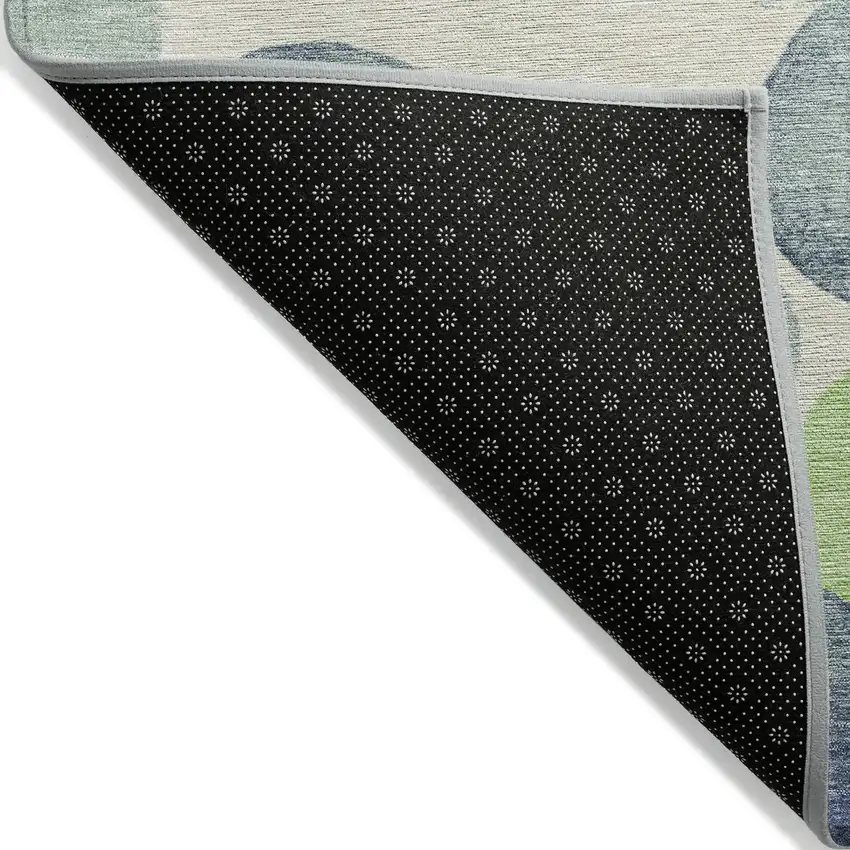 Navy Blue Lime Green And Ivory Geometric Washable Indoor Outdoor Area Rug Photo 8