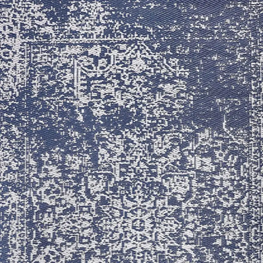 Navy Blue Machine Braided Distressed Area Rug With UV Protection Photo 5