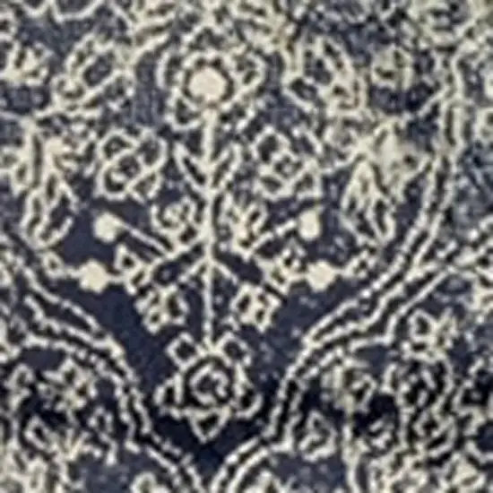 Navy Blue And Ivory Medallion Area Rug Photo 4