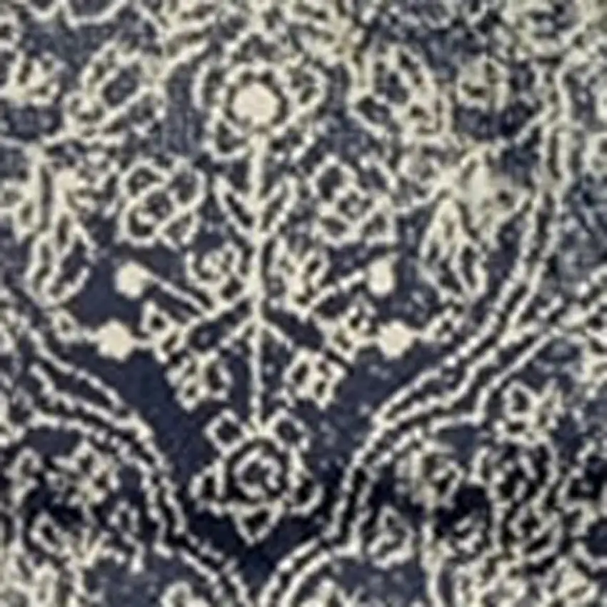Navy Blue And Ivory Medallion Area Rug Photo 4