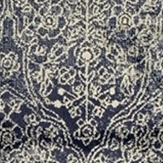 Navy Blue And Ivory Medallion Area Rug Photo 5