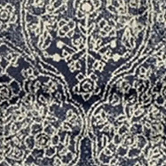 Navy Blue And Ivory Medallion Area Rug Photo 5