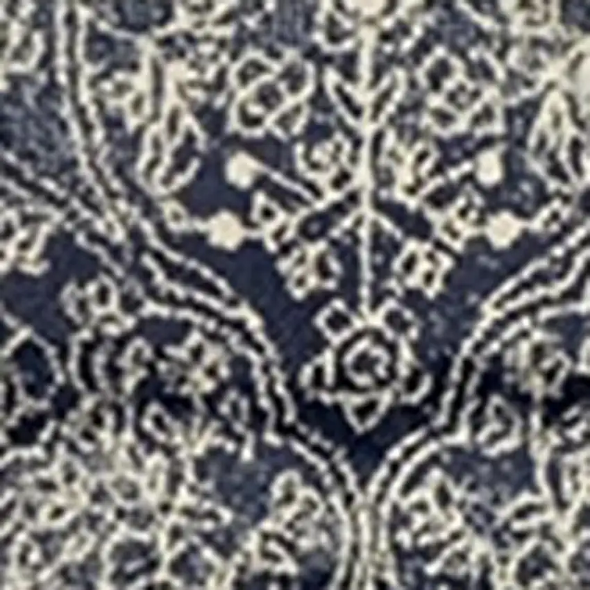 Navy Blue And Ivory Medallion Area Rug Photo 4