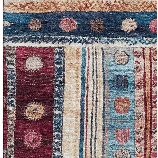 Navy Blue Merlot And Ivory Striped Washable Area Rug With UV Protection Photo 3