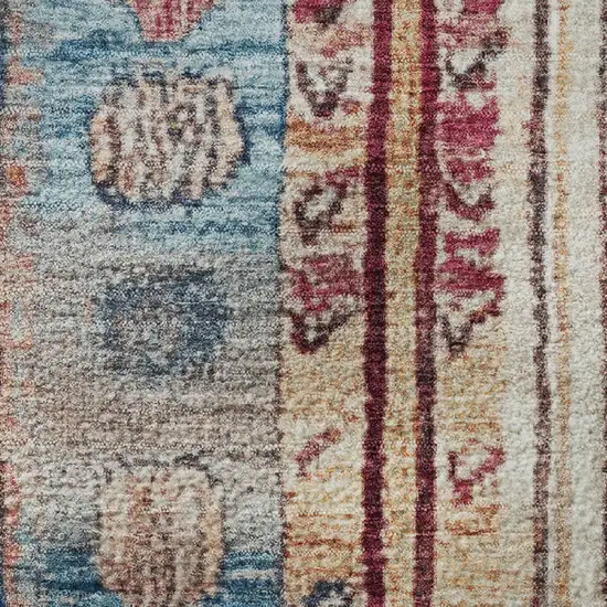 Navy Blue Merlot And Ivory Striped Washable Area Rug With UV Protection Photo 9