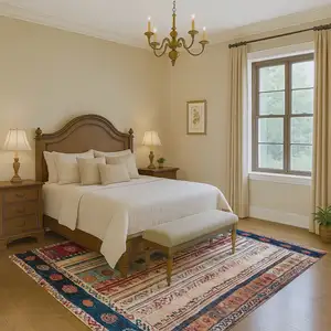 Photo of Navy Blue Merlot And Ivory Striped Washable Area Rug With UV Protection