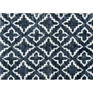 Photo of Navy Blue Moroccan Machine Tufted Area Rug With UV Protection