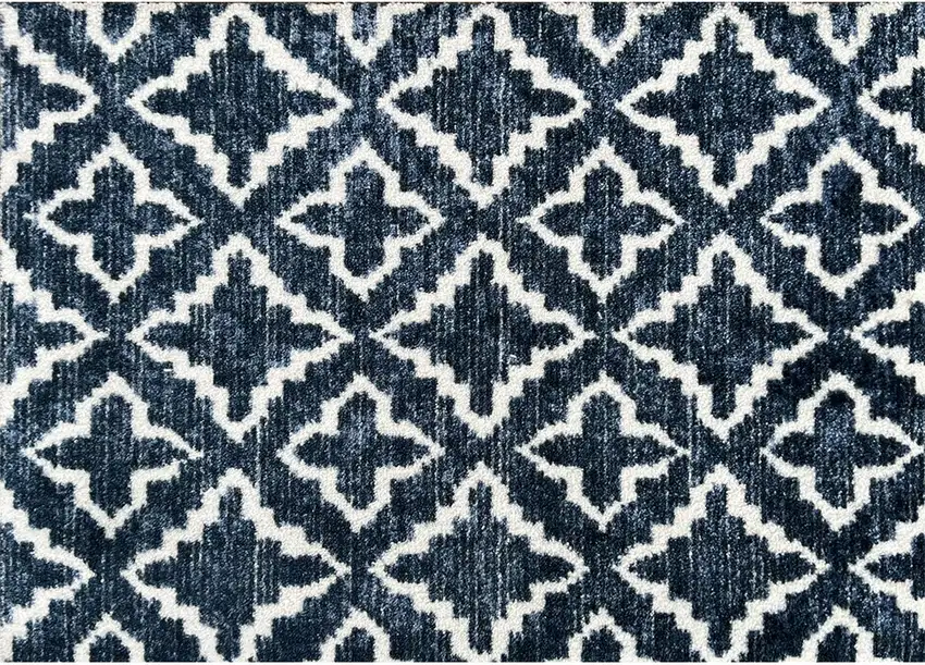 Navy Blue Moroccan Machine Tufted Area Rug With UV Protection Photo 1