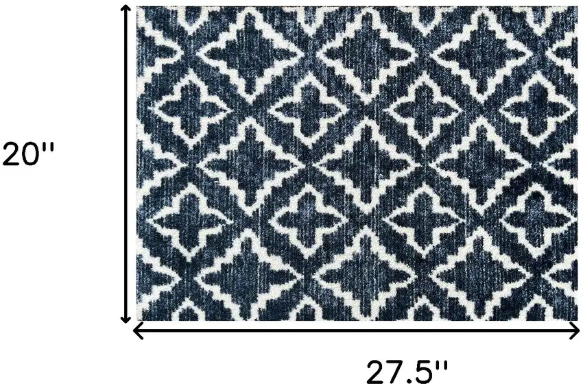 Navy Blue Moroccan Machine Tufted Area Rug With UV Protection Photo 5