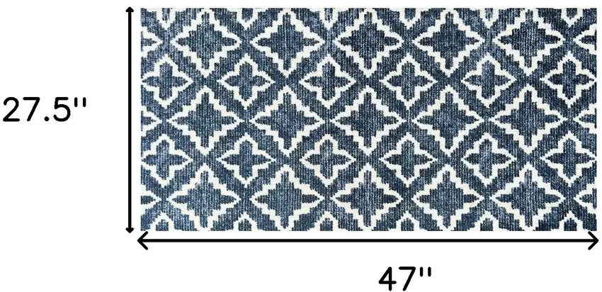 Navy Blue Moroccan Machine Tufted Area Rug With UV Protection Photo 5