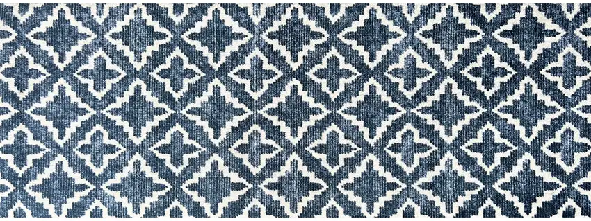 Navy Blue Moroccan Machine Tufted Runner Rug With UV Protection Photo 1