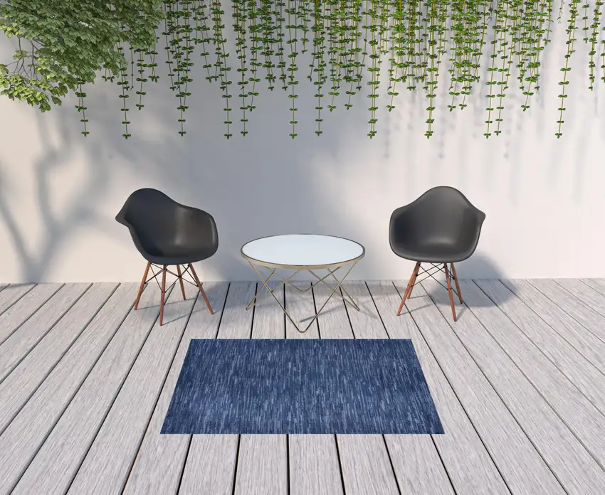 Navy Blue Non Skid Indoor Outdoor Area Rug Photo 2