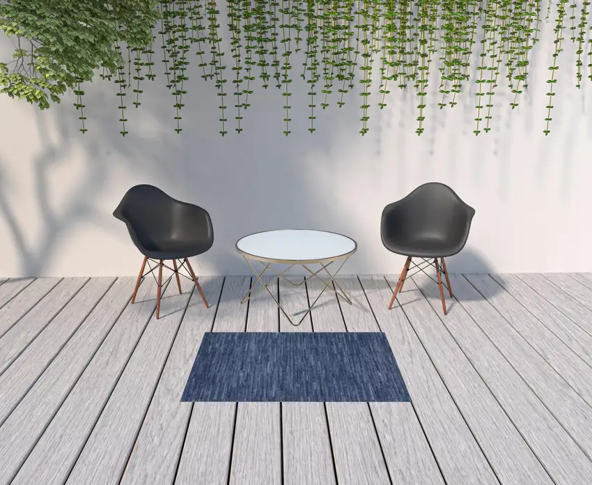 Navy Blue Non Skid Indoor Outdoor Area Rug Photo 2