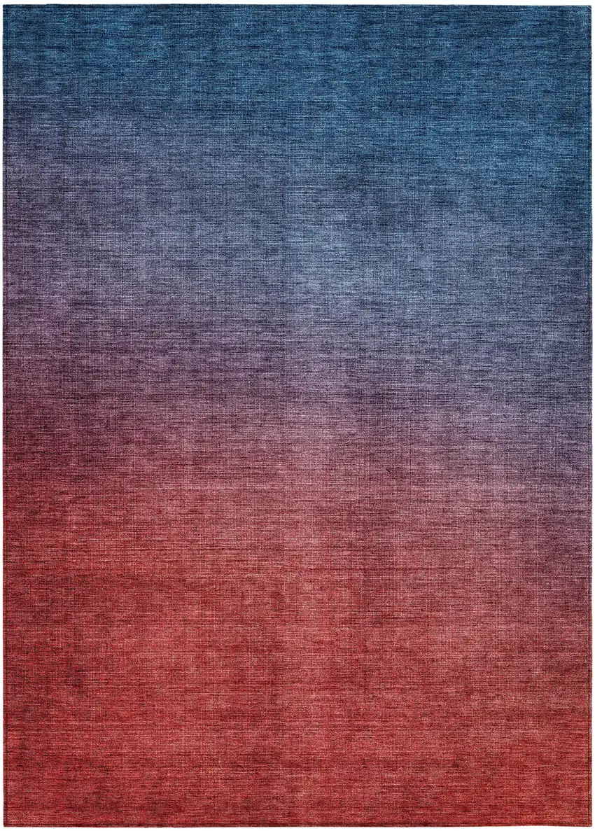 Navy Blue Ombre Washable Non Skid Indoor Outdoor Area Rug Photo 2